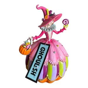 GHOULISH Whimsical HALLOWEEN Witch Figurine Candy Lollipop Pumpkin Decor 🍭🎃